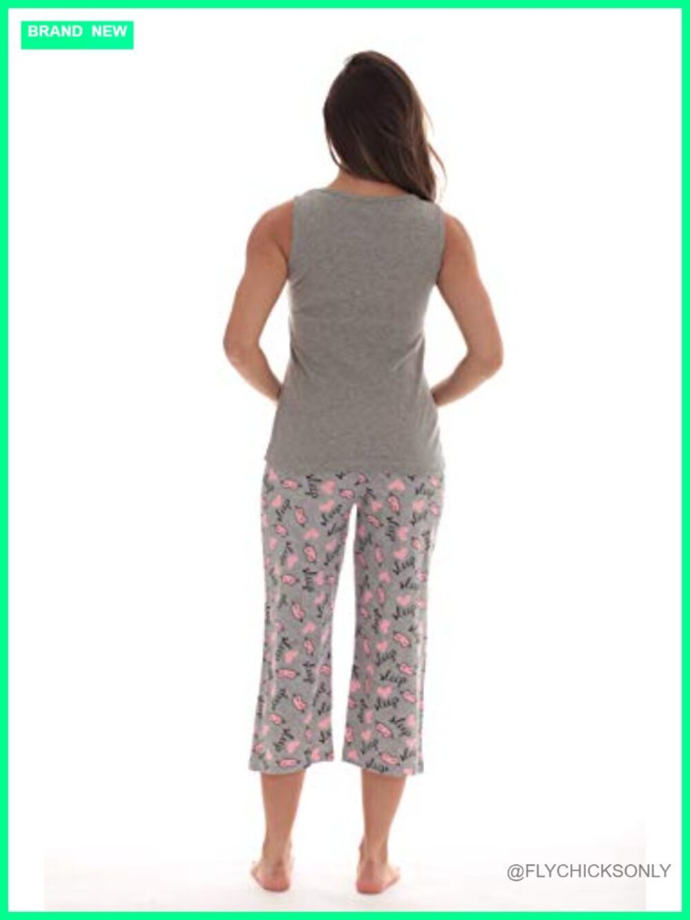 100% Cotton Capri Pajama Set Sleeveless Tank - Picture 3 of 3